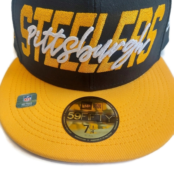 59Fifty New Era Size 7 1/4 Pittsburgh Steelers Fitted Hat On Field Cap - Picture 2 of 7